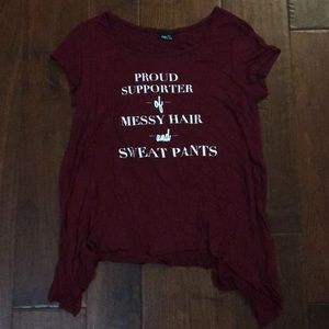 “Proud supporter of messy hair and sweat pants”